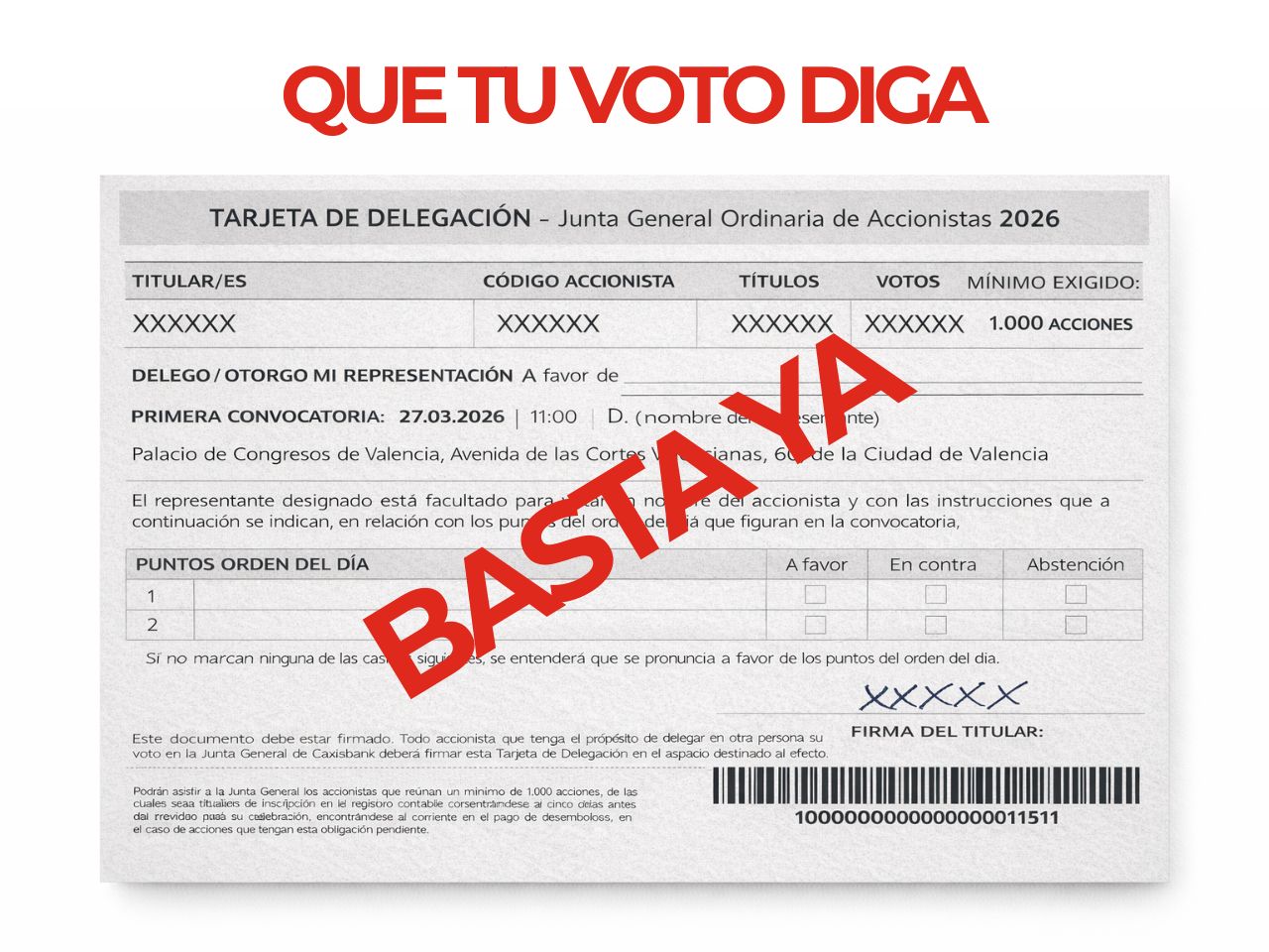 JGA 27 de marzo: que tu voto también diga BASTA YA